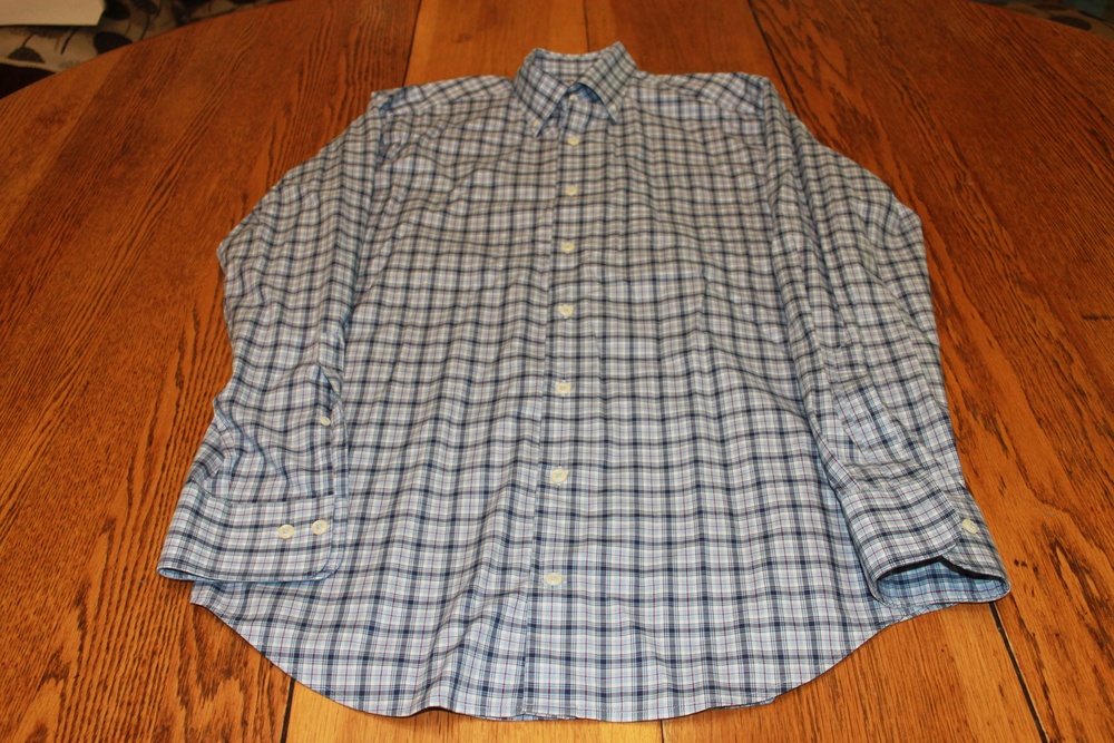 Peter Millar Shirt Mens Medium Blue Plaid Button Down Long Sleeve Dress Casual